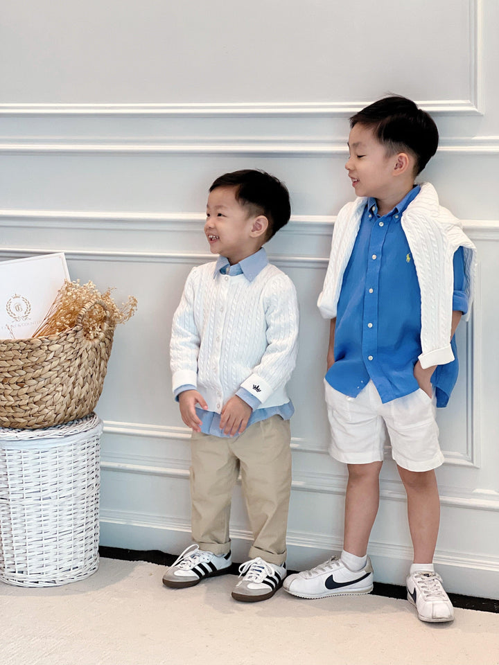 Count & Countess Organic Cotton Cable-Knit Cardigan - White