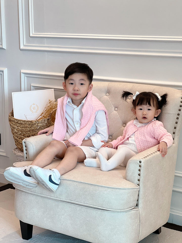 Count & Countess Organic Cotton Cable-Knit Baby Cardigan - Pink