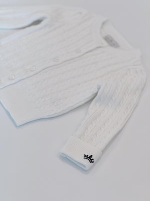 Count & Countess Organic Cotton Cable-Knit Cardigan - White
