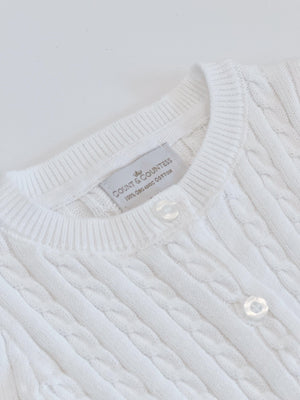Count & Countess Organic Cotton Cable-Knit Cardigan - White