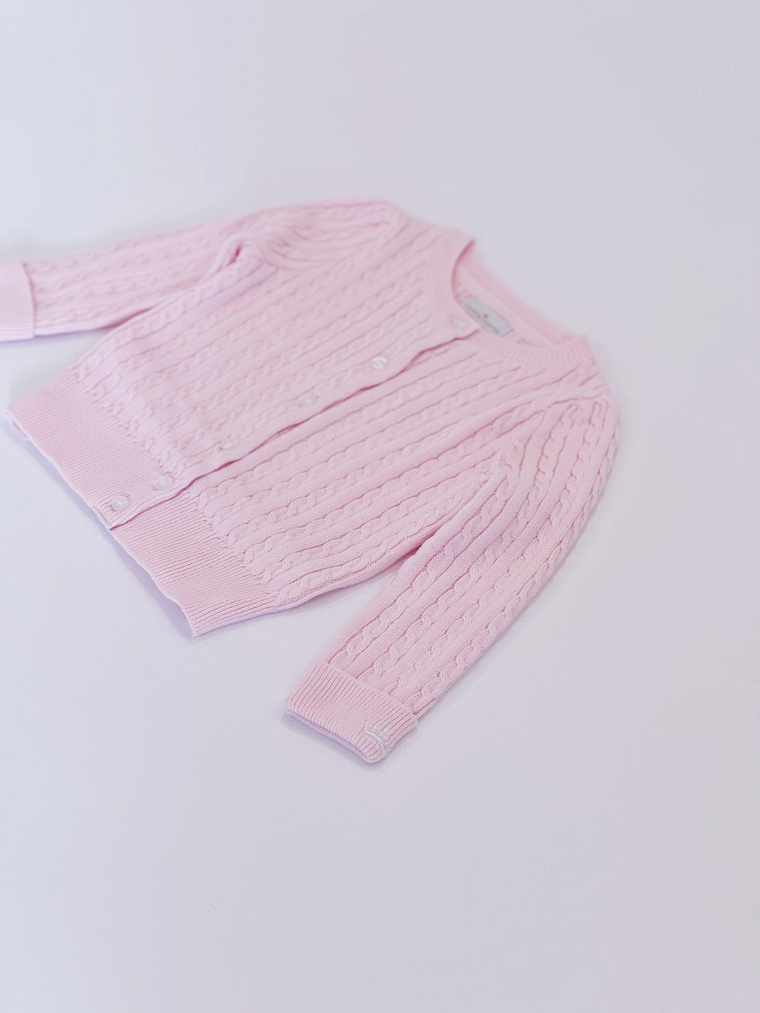 Count & Countess Organic Cotton Cable-Knit Baby Cardigan - Pink