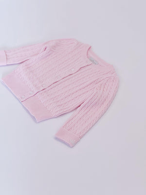 Count & Countess Organic Cotton Cable-Knit Baby Cardigan - Pink