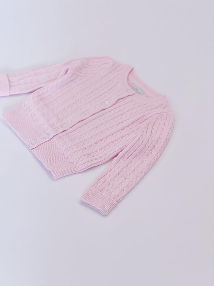 Count & Countess Organic Cotton Cable-Knit Baby Cardigan - Pink