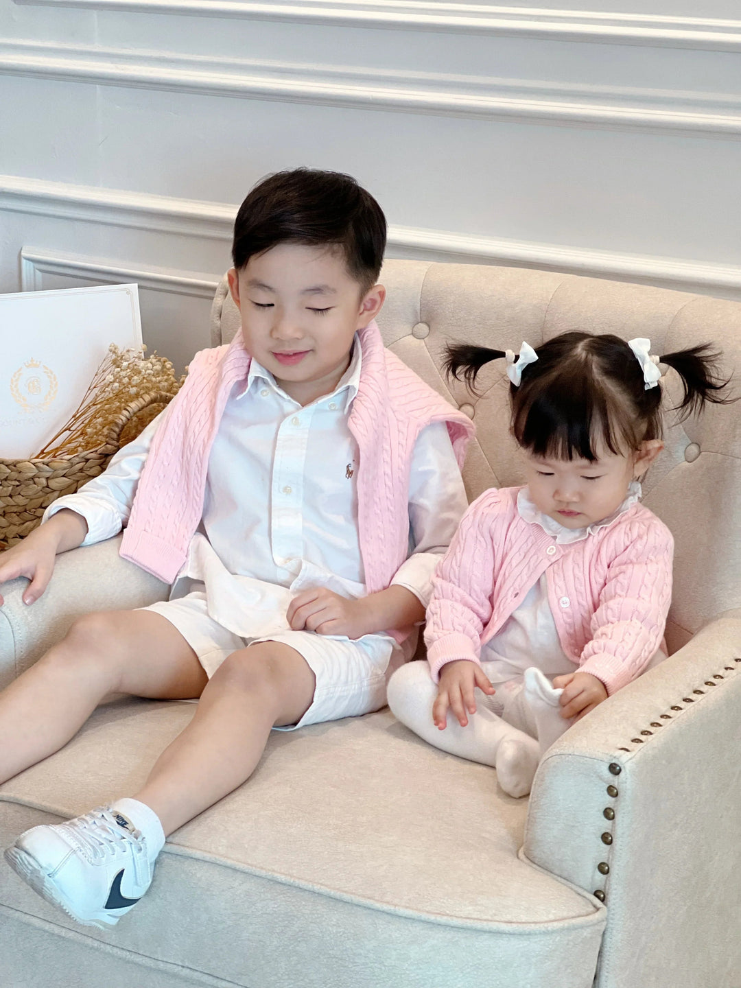 Count & Countess Organic Cotton Cable-Knit Baby Cardigan - Pink