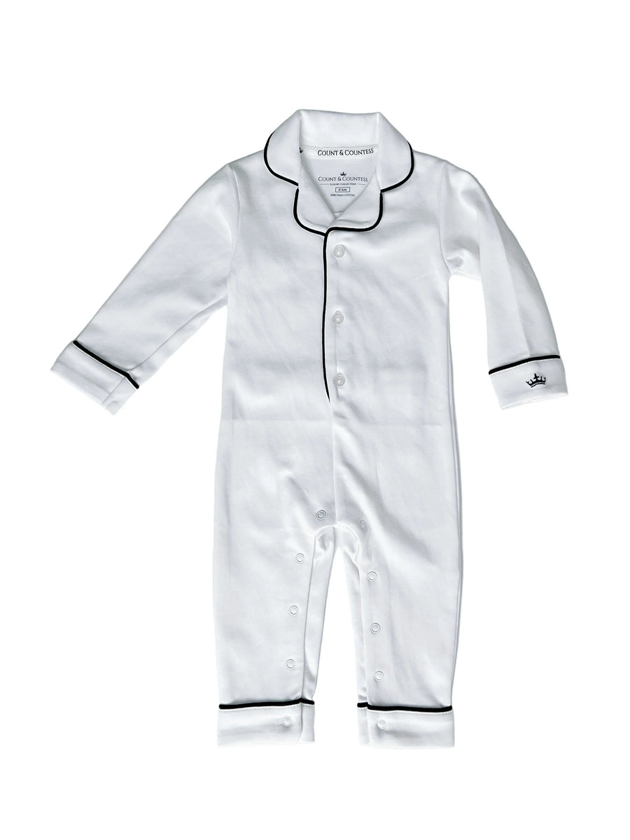 Count & Countess Baby Pima Romper Sleepsuit in Classic White