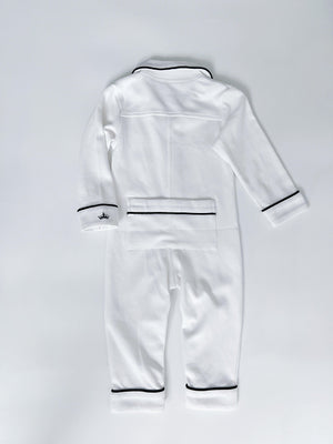 Classic White Pima romper sleepsuit, back view