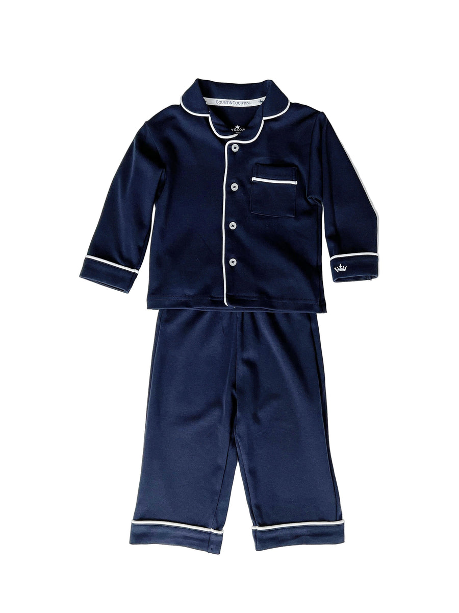 Count & Countess Kids Pima Loungewear Pyjamas in Urban Navy, two-piece set