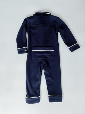 Urban Navy Pima romper sleepsuit, back view