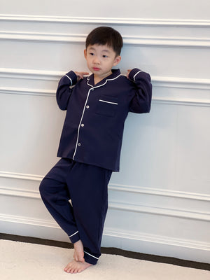 Urban Navy Pima loungewear pyjamas worn at home