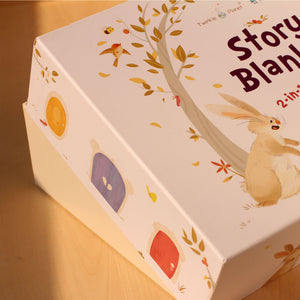 Story Blanket gift box, angled view