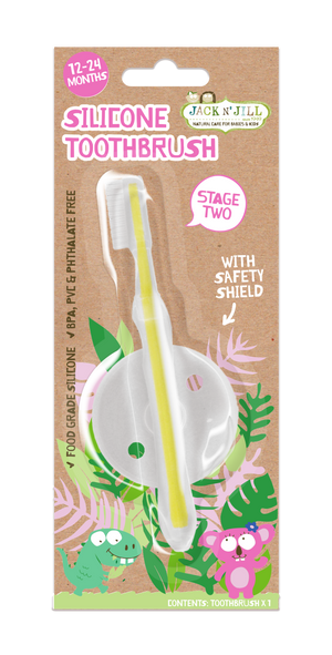 Jack N' Jill Silicone Toothbrush Stage 2 in its biodegradable packaging