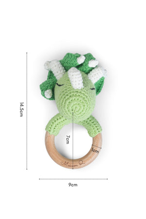 Maison Q Joyful Dino Crocheted Baby Rattle
