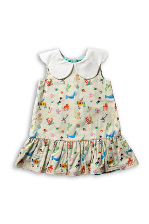 Maison Q Jungle Jamboree Reversible Collared Dress