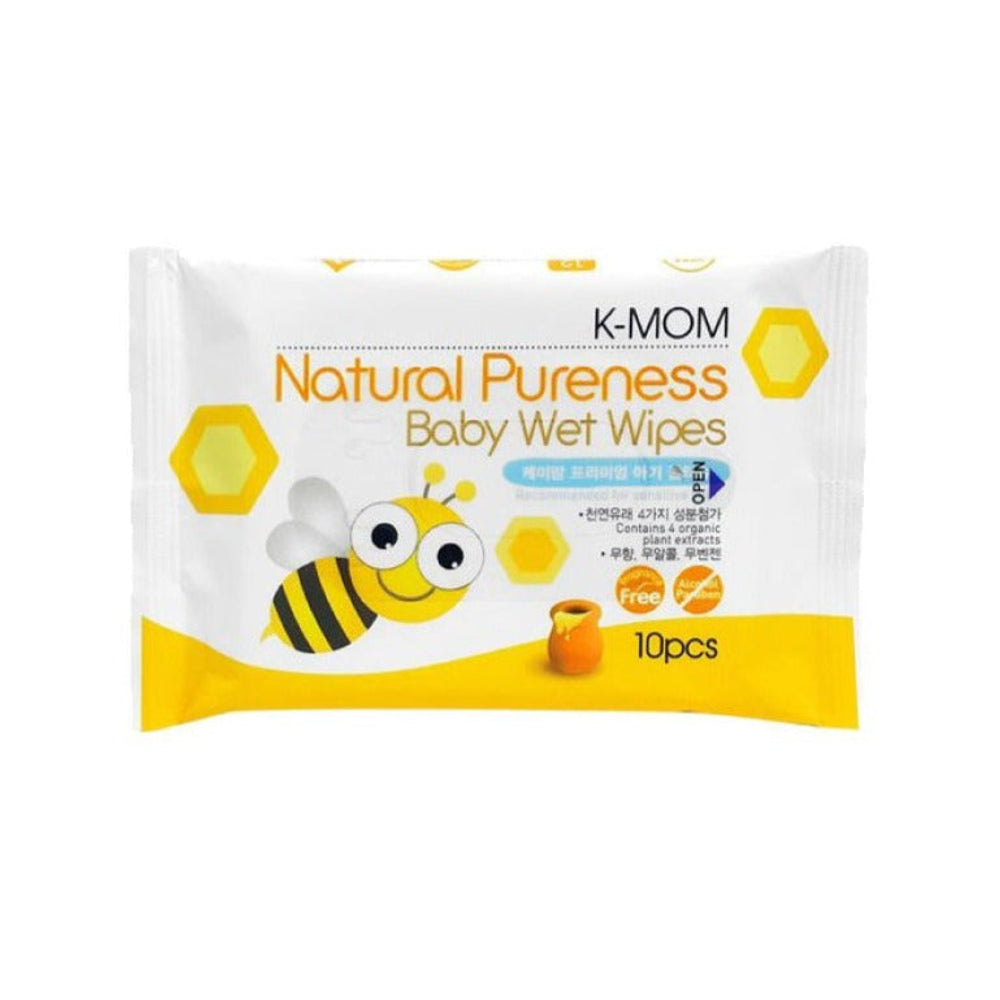 K-Mom Natural Pureness Baby Wet Wipes (10 Wipes x 3 Packs + 1 Free) - Happikiddo.com