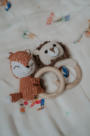 Maison Q Clever Fox Crocheted Baby Rattle