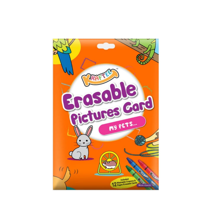 Kraftee Erasable Picture Cards with 12ct washable crayons