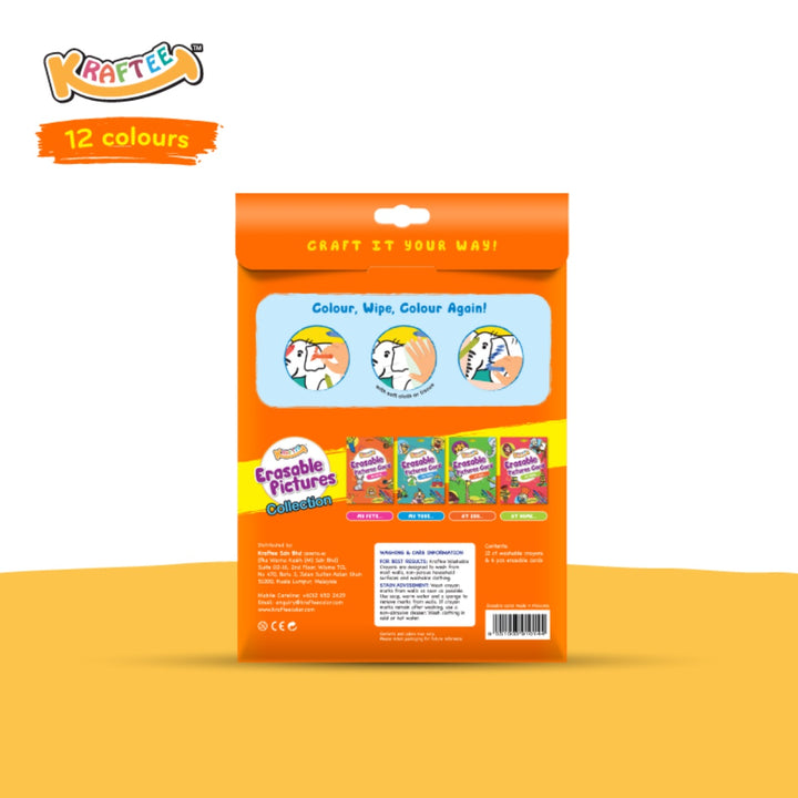 Kraftee Erasable Picture Cards with 12ct washable crayons