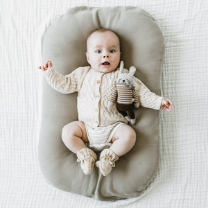 Kays+Kins Knit Booties in Beige