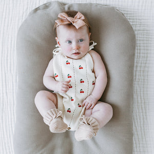 KAYS + KINS Cherry Knit Romper