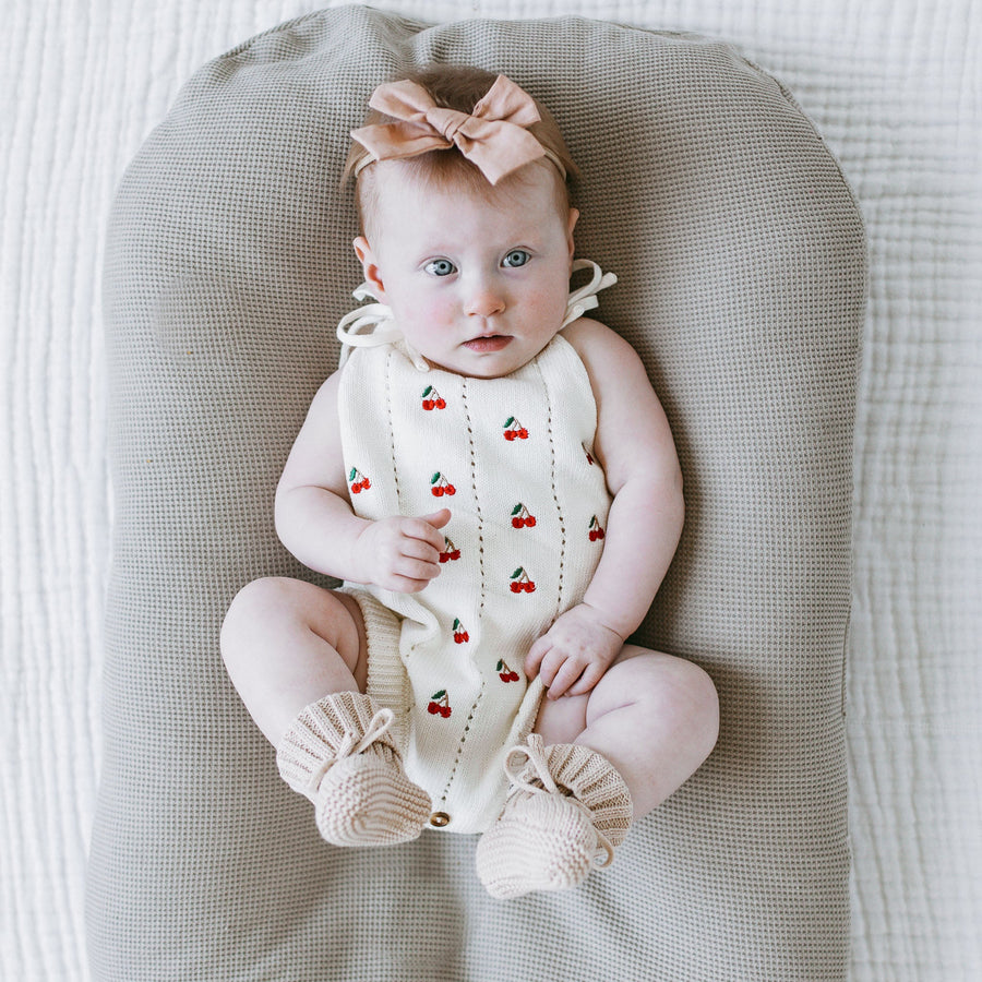 KAYS + KINS Cherry Knit Romper