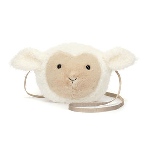 Jellycat Little Lamb Bag silver zip and cotton lining