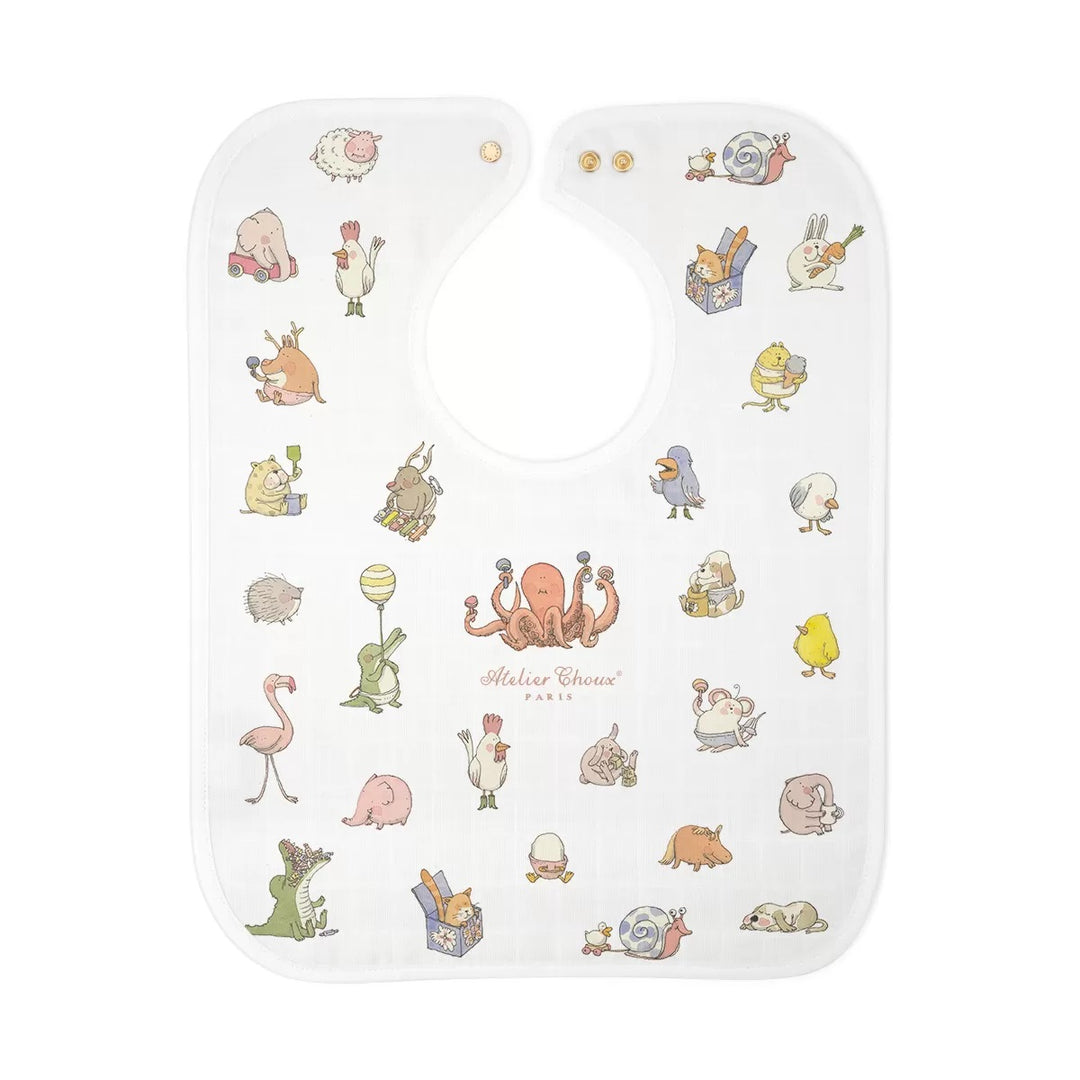 Atelier Bebe Choux Large Bib - Gold Snaps