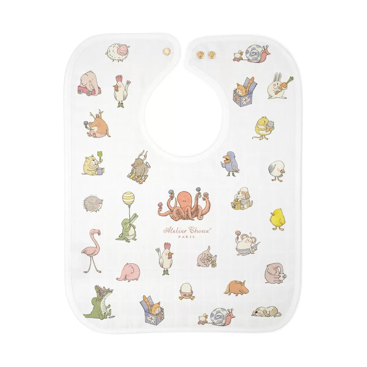 Atelier Bebe Choux Large Bib - Gold Snaps