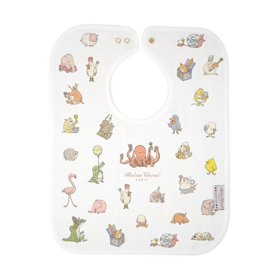Atelier Bebe Choux Large Bib - Gold Snaps
