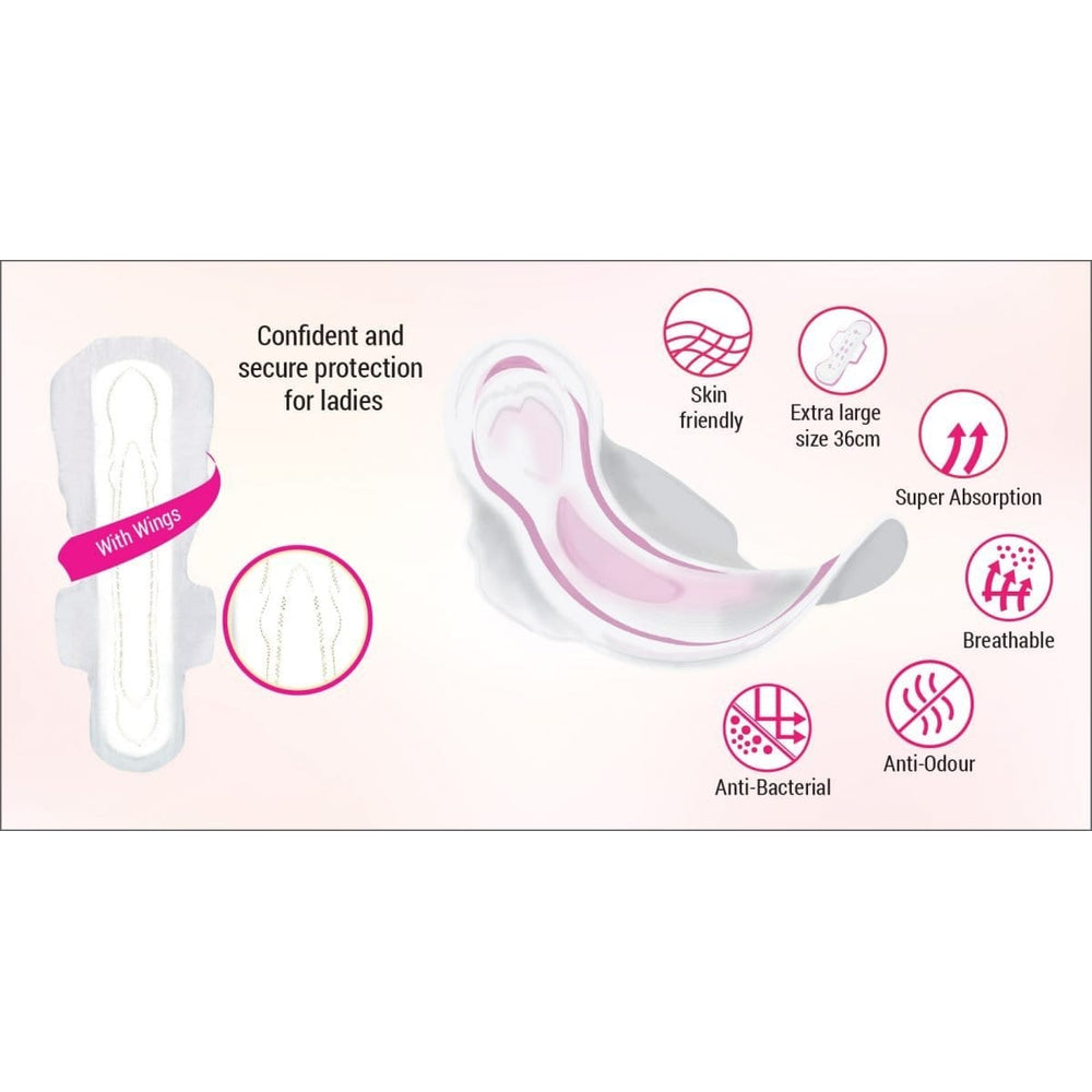 Lunavie Premium Maternity / Overnight Pads with Wings 36cm (20pcs) - image 3 - Happikiddo.com