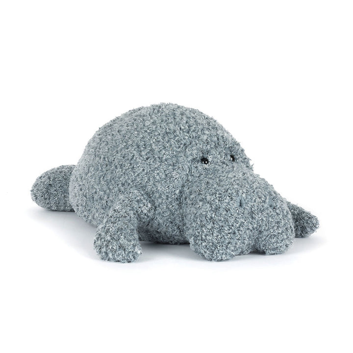 Jellycat Maffles Manatee large soft grey manatee, front view
