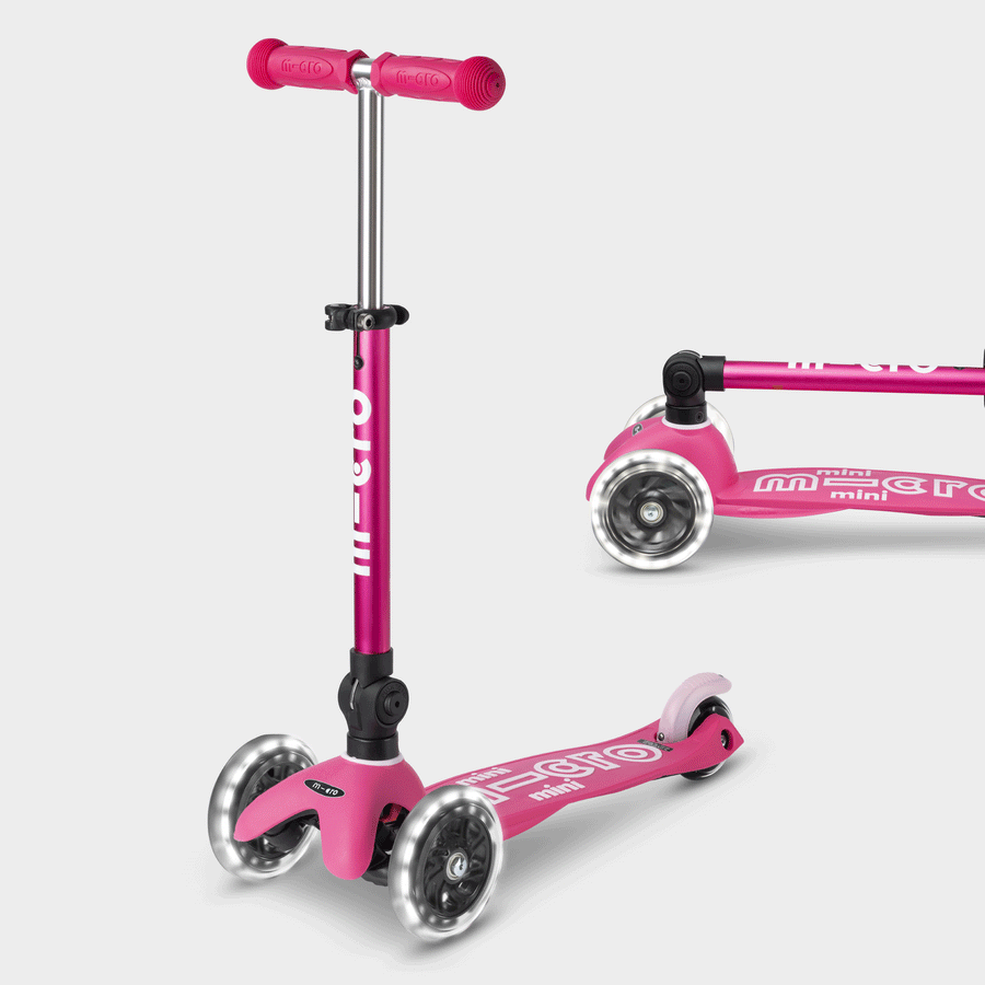 Micro Mini Deluxe Foldable LED Pink, upright and folded