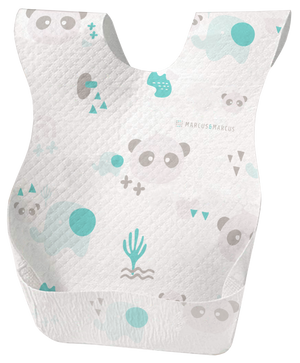 Marcus & Marcus disposable bib in the Ollie the elephant and Pebble the panda print