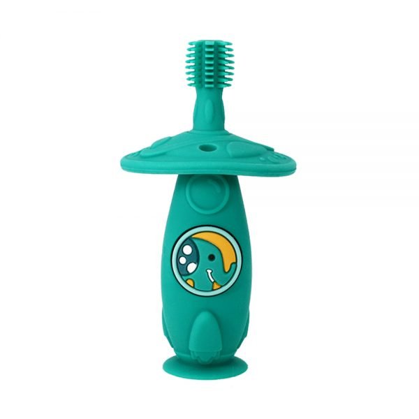 Marcus & Marcus Self Training 360 Silicone Toothbrush in green, Ollie the Elephant