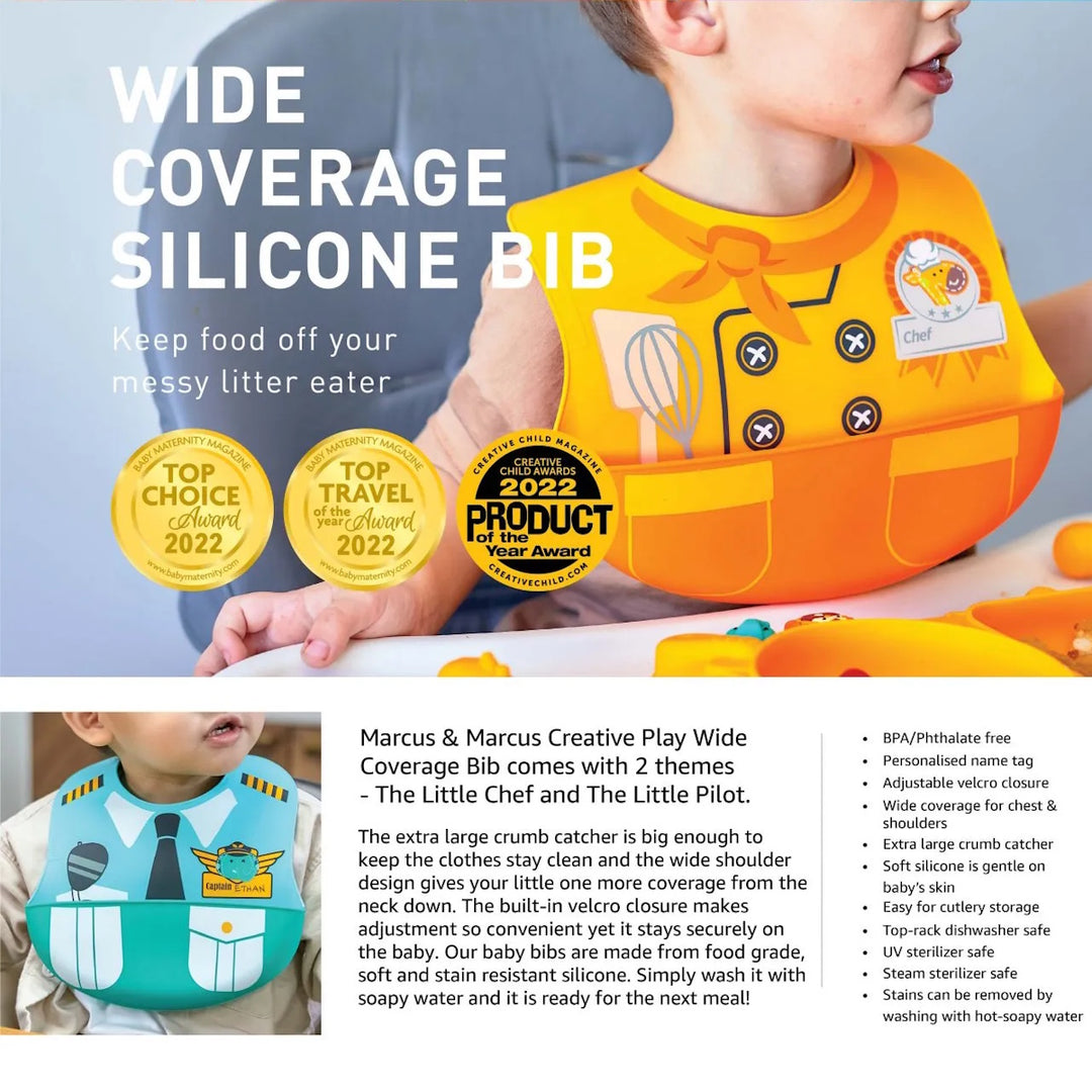 Marcus & Marcus Wide Coverage Silicone Bib
