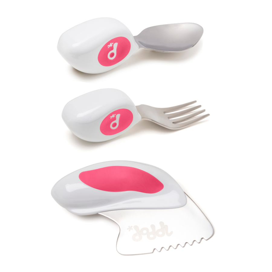 Doddl 3-piece children's cutlery set in Magenta - spoon, fork and knife