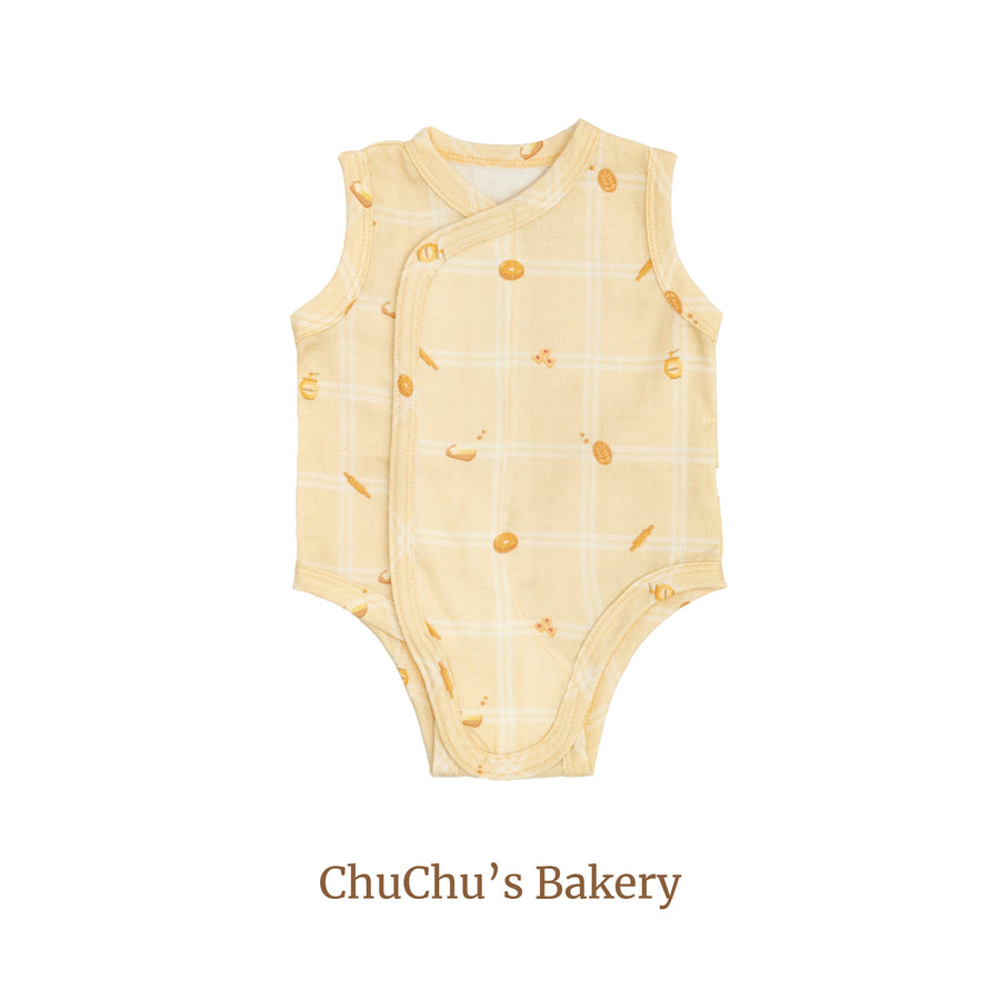 Granny Ben Chuchu's Little Oven snap and sleep bodysuit in the Chuchu's Bakery print