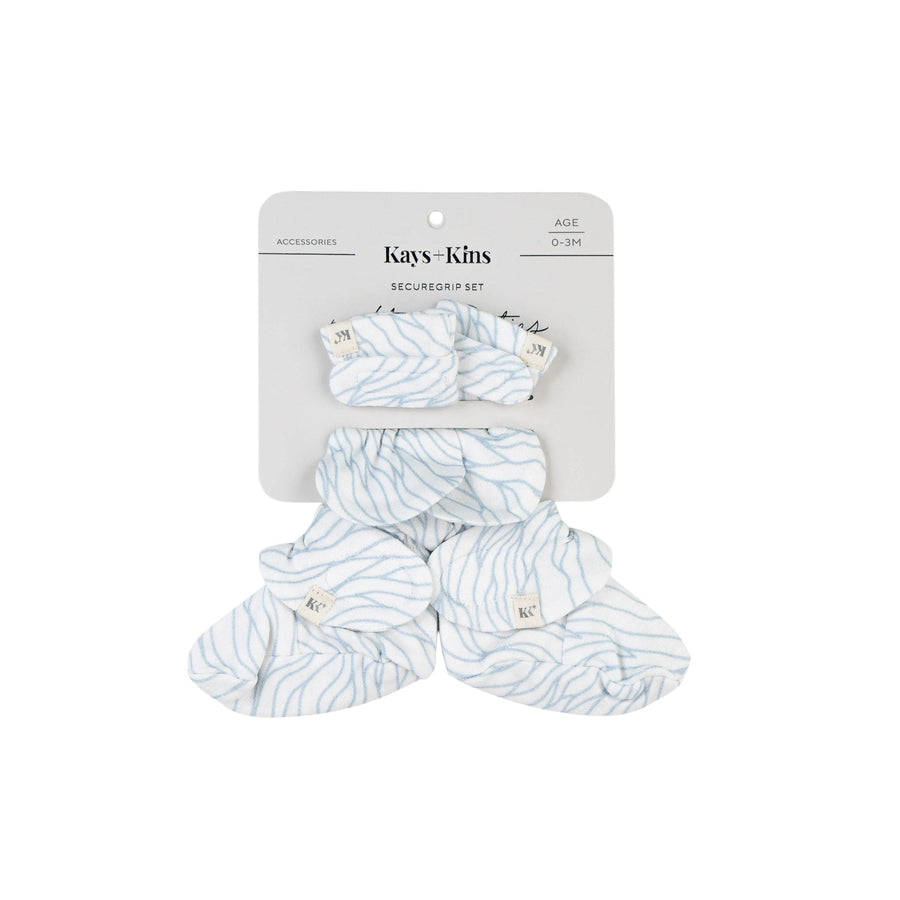 Kays+Kins SecureGrip Mitts and Booties Set in the Breeze print