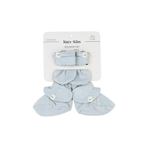 Kays+Kins SecureGrip Mitts and Booties Set in Stone Blue