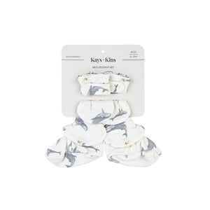 Kays+Kins SecureGrip Mitts and Booties Set in the Whales Lullaby print