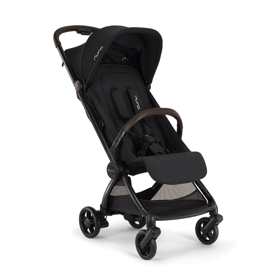 Nuna VIAA cabn Stroller in Caviar - angle view