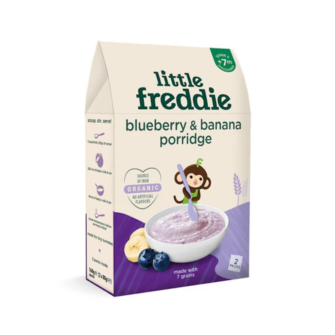 Little Freddie Blueberry and Banana 7 Grain Porridge (Tent Box) 2 X 80g (7m+)
