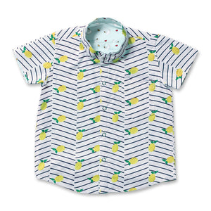 Maison Q Odette Reversible Shirt, lemon and stripe print side