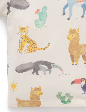 Purebaby Animal Fiesta Relaxed Tee - print detail