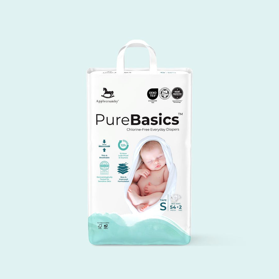Applecrumby PureBasics Tape Diapers Mega Pack S (56 pcs)