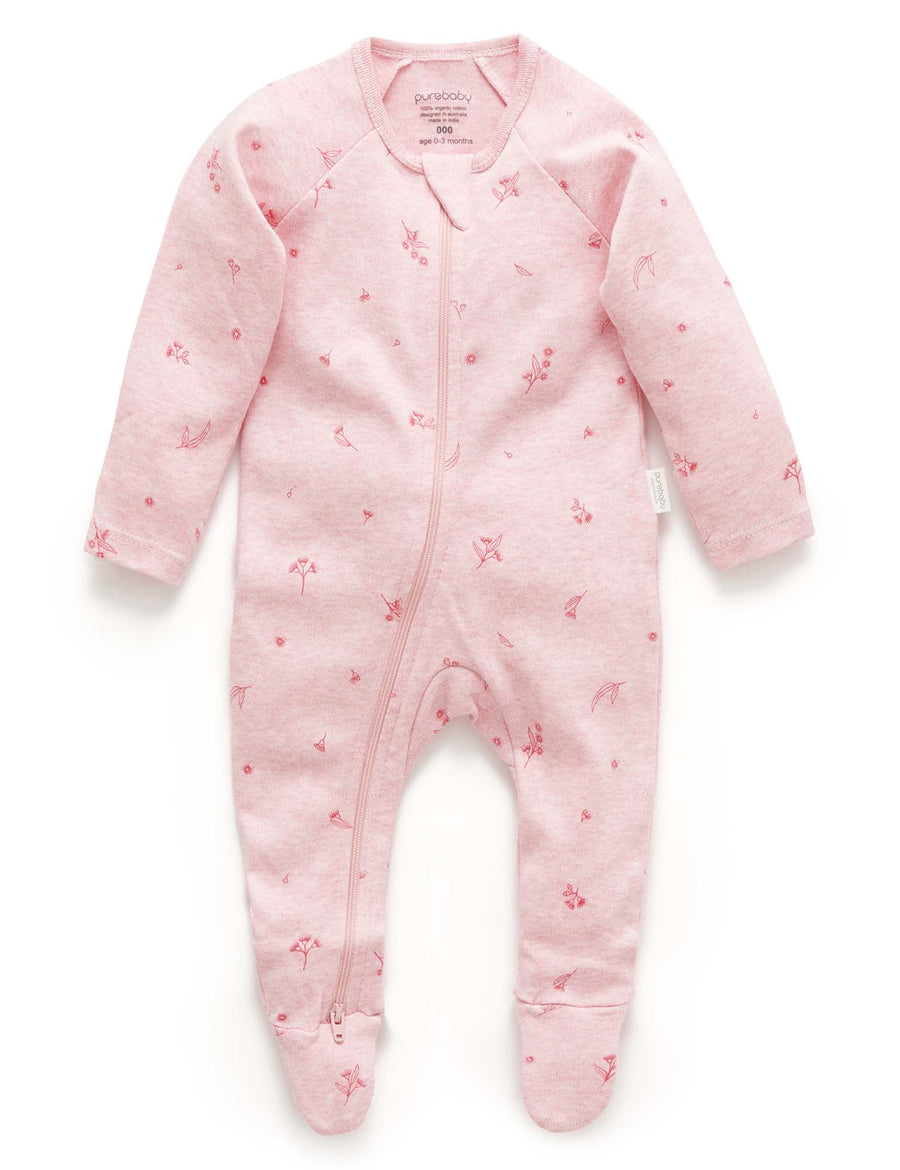 Purebaby Zip Growsuit in Peony Blossom - official product photo 1