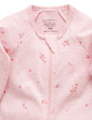 Purebaby Zip Growsuit in Peony Blossom - official product photo 3