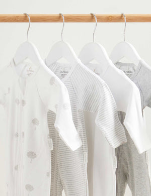 Purebaby Zip Growsuit in Pale Grey Melange Stripe - official product photo 2
