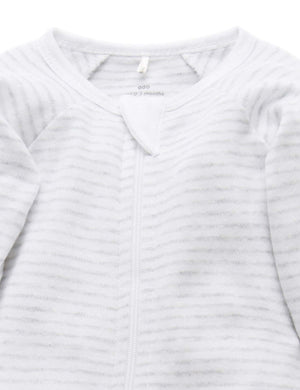 Purebaby Zip Growsuit in Pale Grey Melange Stripe - official product photo 3
