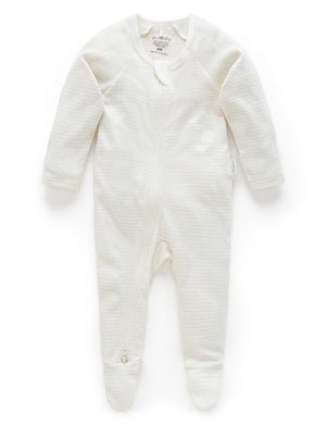 Purebaby Zip Growsuit in Wheat Melange Stripe - official product photo 1