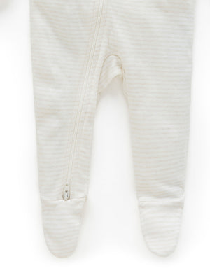Purebaby Zip Growsuit in Wheat Melange Stripe - official product photo 5